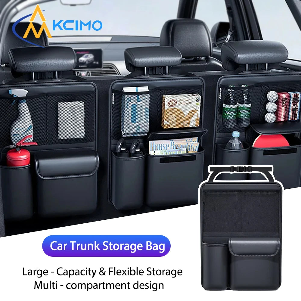 Premium Leather Multi-Pocket Car Trunk Organizer