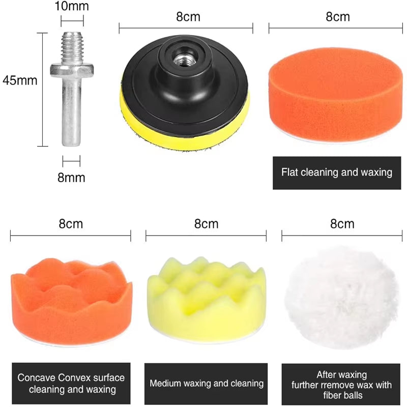 Professional Car Polishing Pad Kit – Foam Buffing Set for Car Detailing