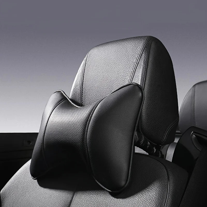 Premium PU Leather Car Neck Pillow – Ergonomic Headrest Support Cushion