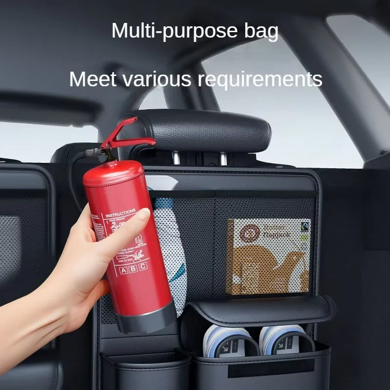 Premium Leather Multi-Pocket Car Trunk Organizer