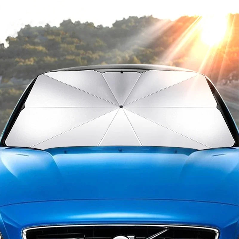 Premium Foldable Car Windshield Sunshade Umbrella & Magnetic Curtain Set