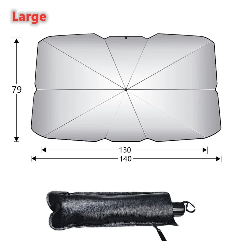 Premium Foldable Car Windshield Sunshade Umbrella & Magnetic Curtain Set