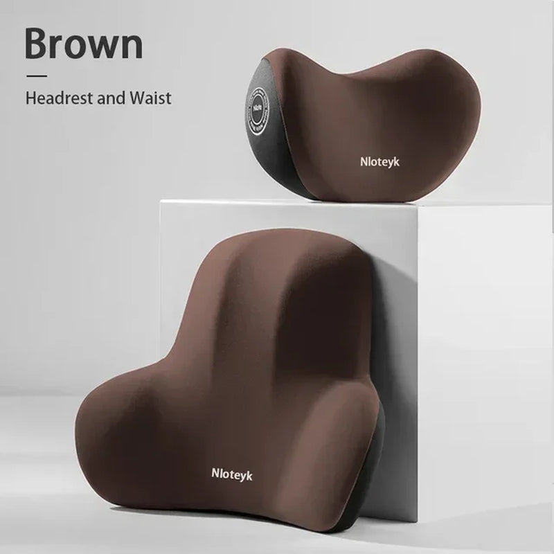 Premium Memory Foam Car Neck & Lumbar Support Set