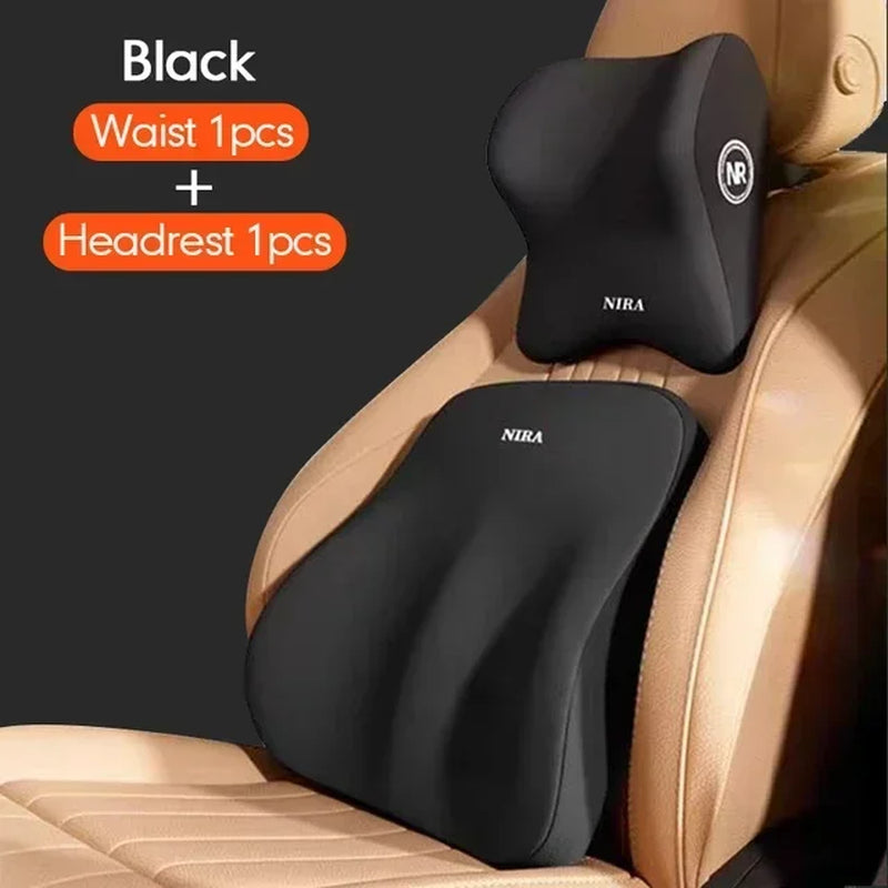 Premium Memory Foam Car Neck & Lumbar Support Cushion