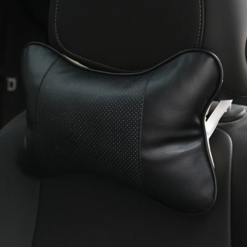 Premium PU Leather Car Neck Pillow – Ergonomic Headrest Support Cushion