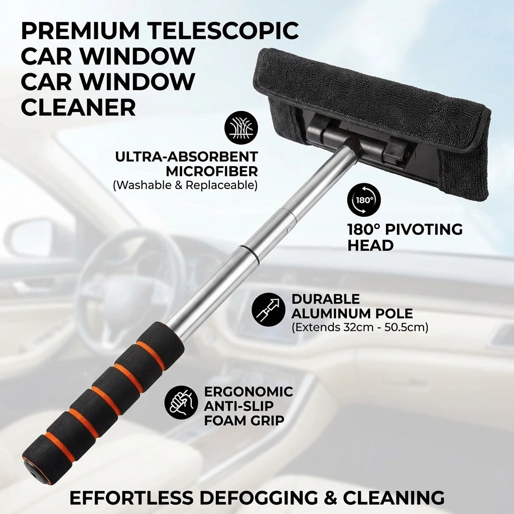 Premium Extendable Windshield Cleaning Brush – Streak-Free Car Glass Cleaner