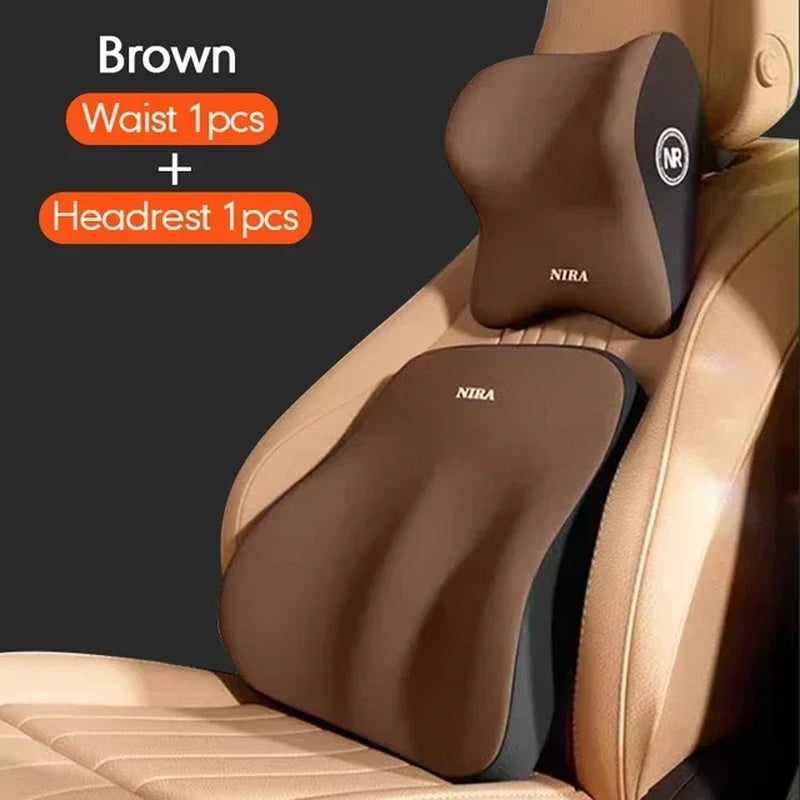 Premium Memory Foam Car Neck & Lumbar Support Cushion