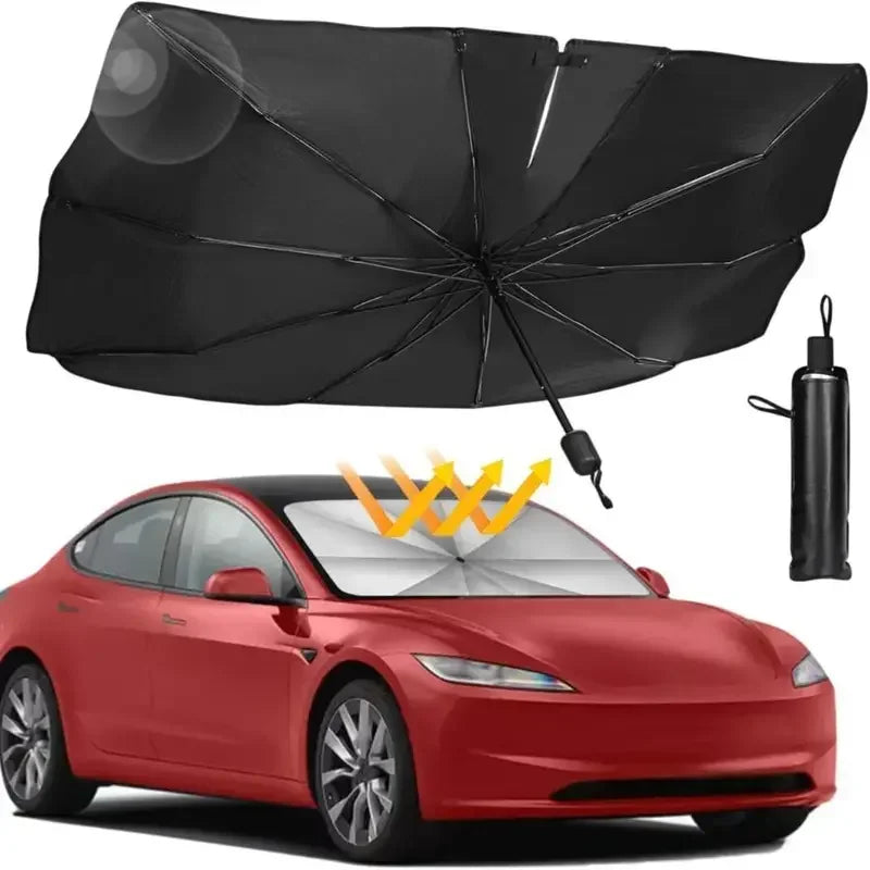 Premium Foldable Car Windshield Sunshade Umbrella & Magnetic Curtain Set