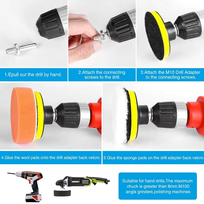 Professional Car Polishing Pad Kit – Foam Buffing Set for Car Detailing