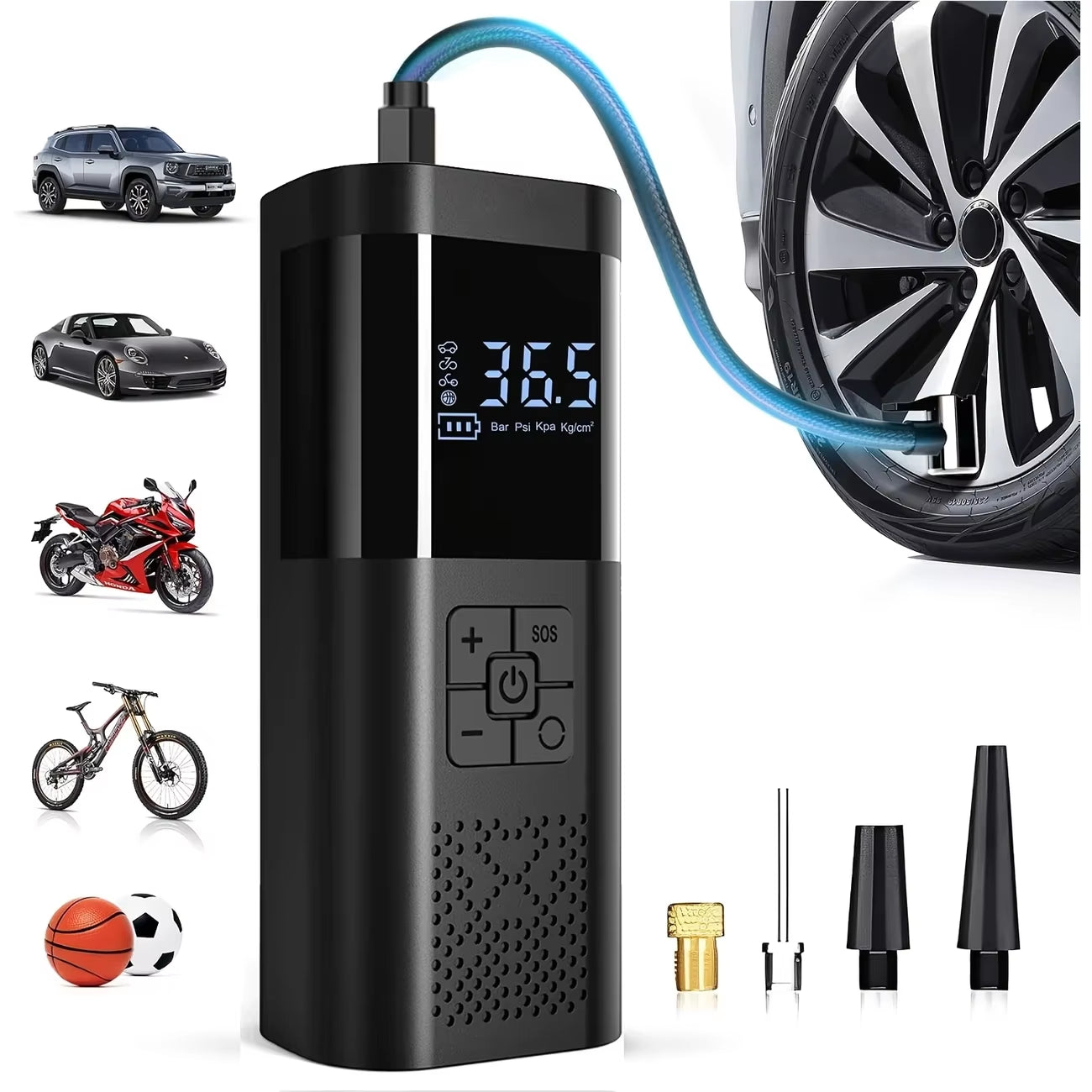 Portable Cordless Tyre Inflator | 150PSI Digital Air Pump | Car Motorcycle Bike | Australia
