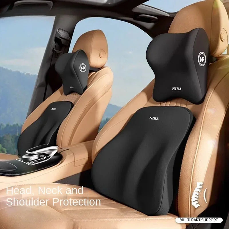 Premium Memory Foam Car Neck & Lumbar Support Cushion