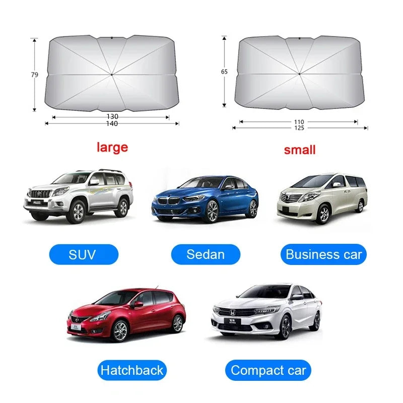 Premium Foldable Car Windshield Sunshade Umbrella & Magnetic Curtain Set
