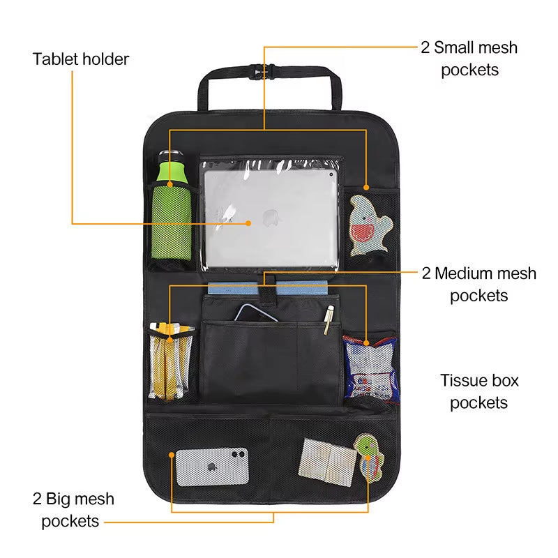 Backseat Car Organizer with Touchscreen Tablet Holder