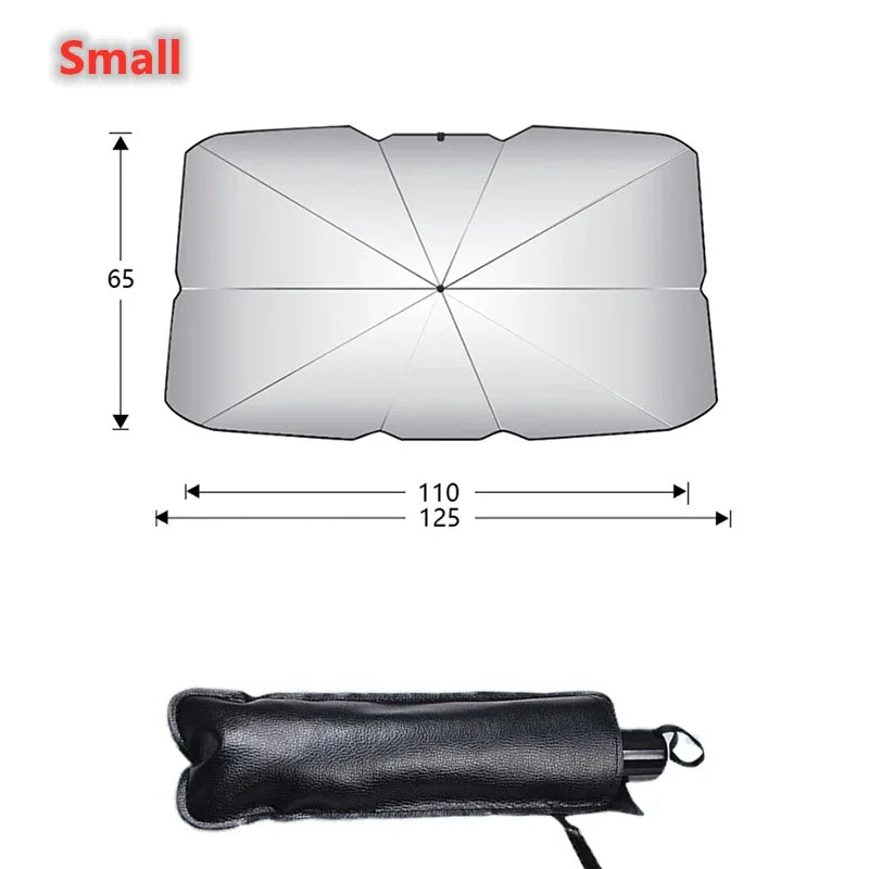 Premium Foldable Car Windshield Sunshade Umbrella & Magnetic Curtain Set
