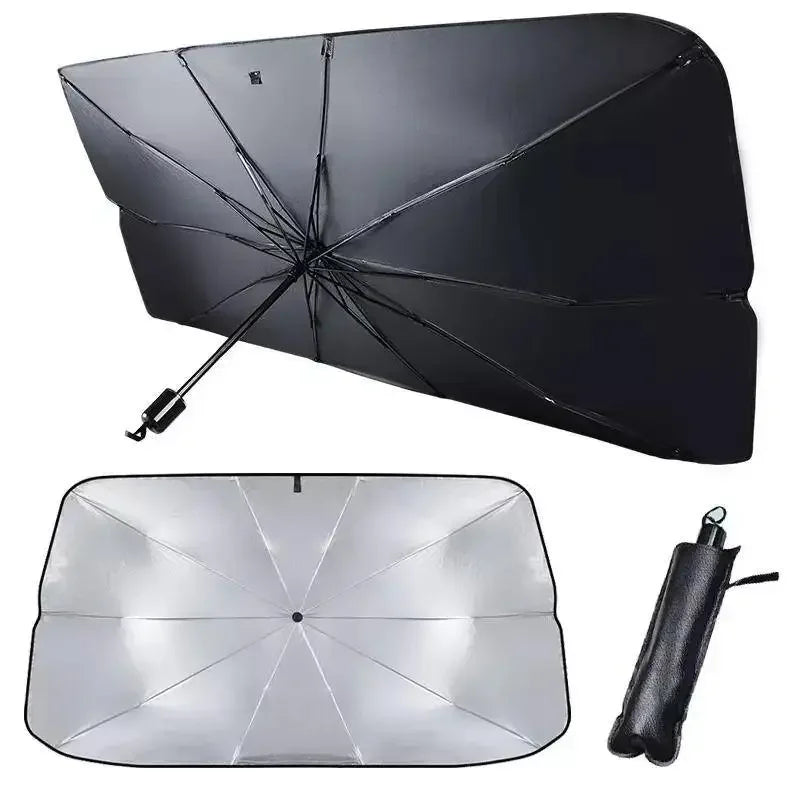 Premium Foldable Car Windshield Sunshade Umbrella & Magnetic Curtain Set