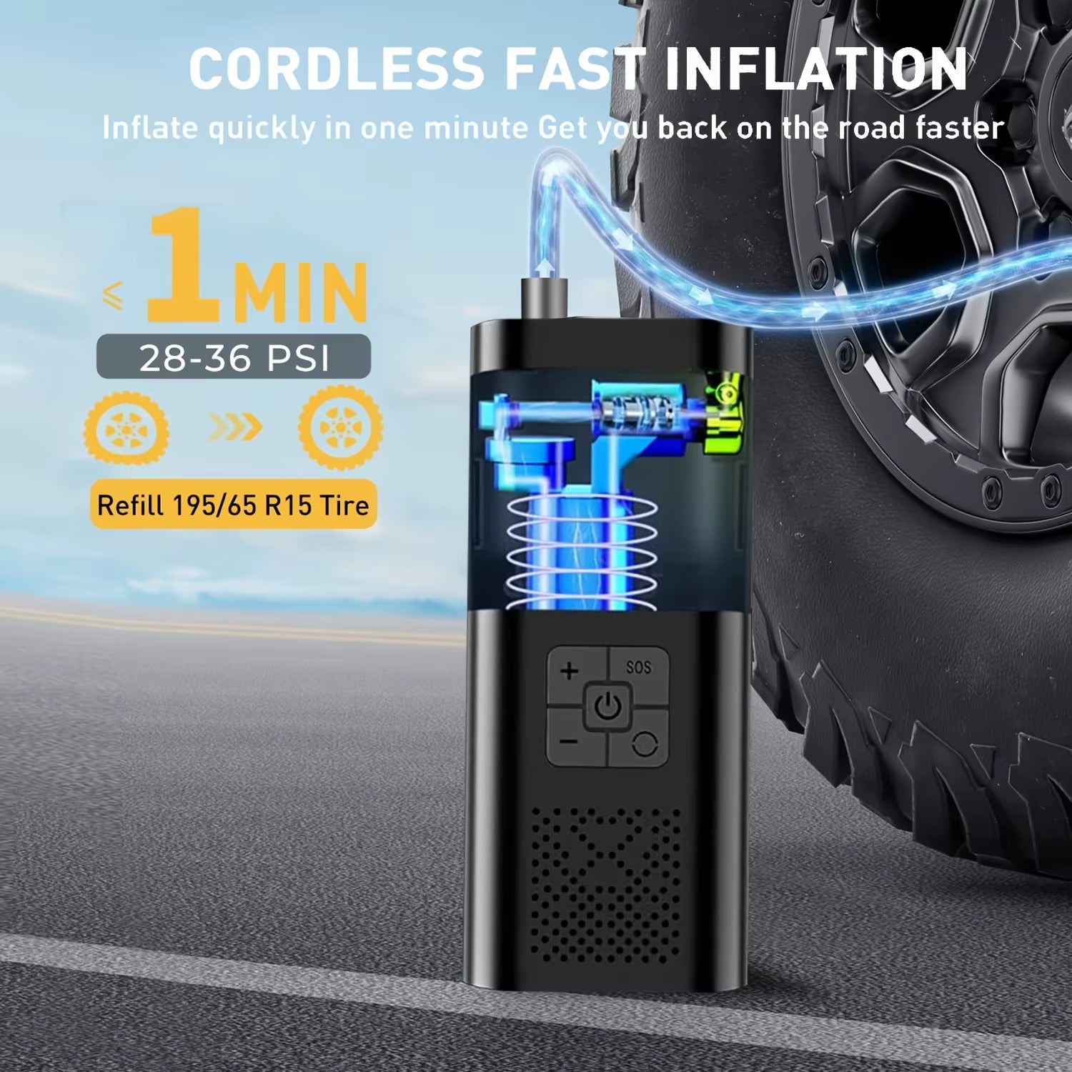 Portable Cordless Tyre Inflator | 150PSI Digital Air Pump | Car Motorcycle Bike | Australia