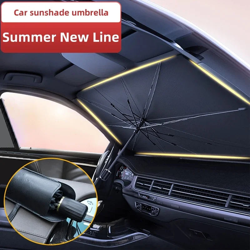 Premium Foldable Car Windshield Sunshade Umbrella & Magnetic Curtain Set