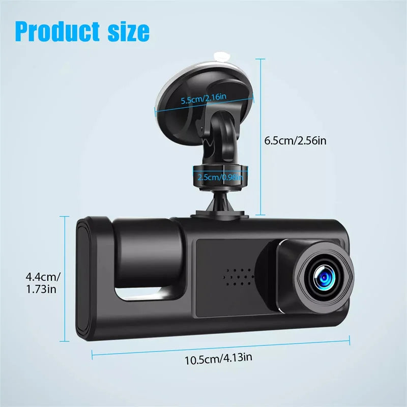 Premium 3 - Lens HD Car Dash Cam - Front, Rear & Cabin Security