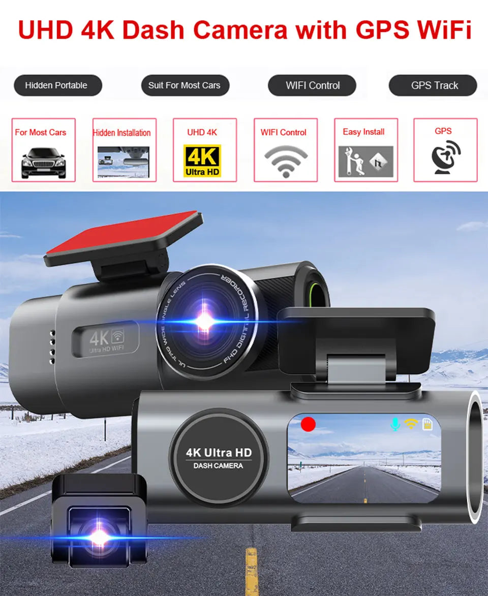 4K Dash Cam with Sony Night Vision | Front Camera | WiFi + GPS + 24H Parking Mode