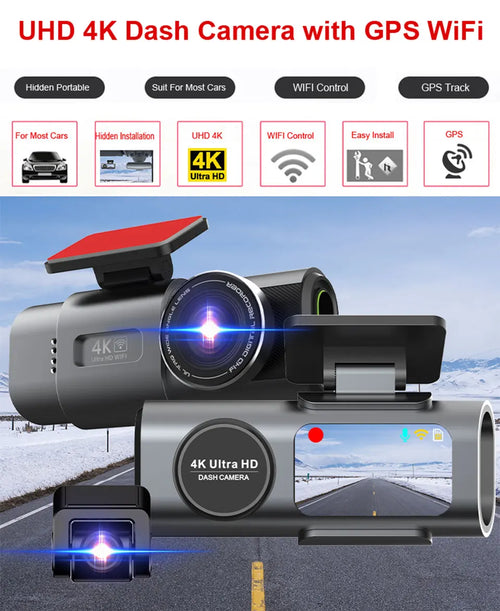 4K Dash Cam with Sony Night Vision | Front Camera | WiFi + GPS + 24H Parking Mode
