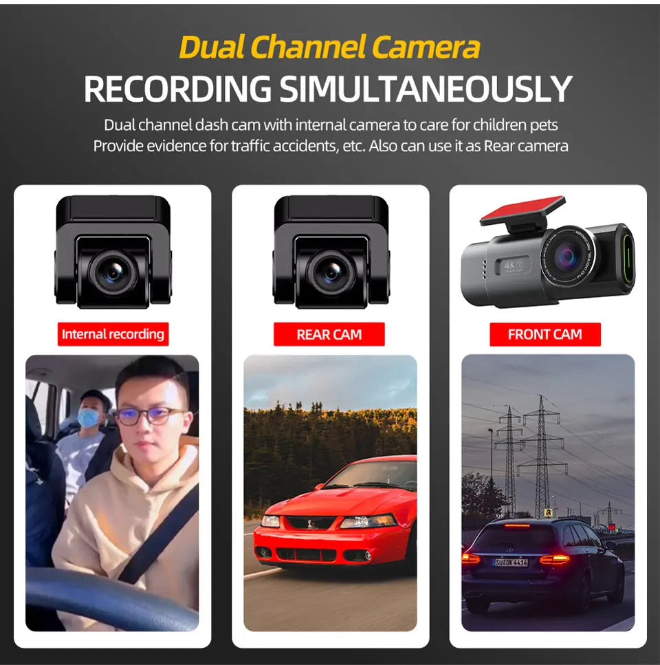 Acceo B53P 4K Dash Cam – Front & Rear Camera | 64G SD Card