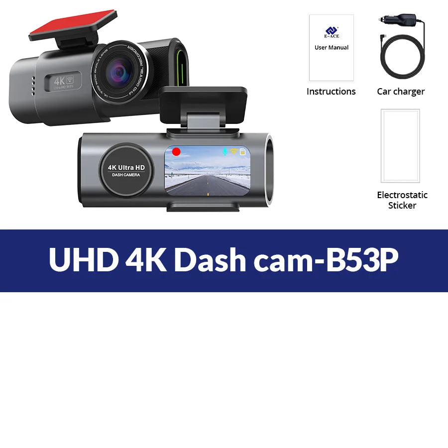 4K Dash Cam with Sony Night Vision | Front Camera | WiFi + GPS + 24H Parking Mode