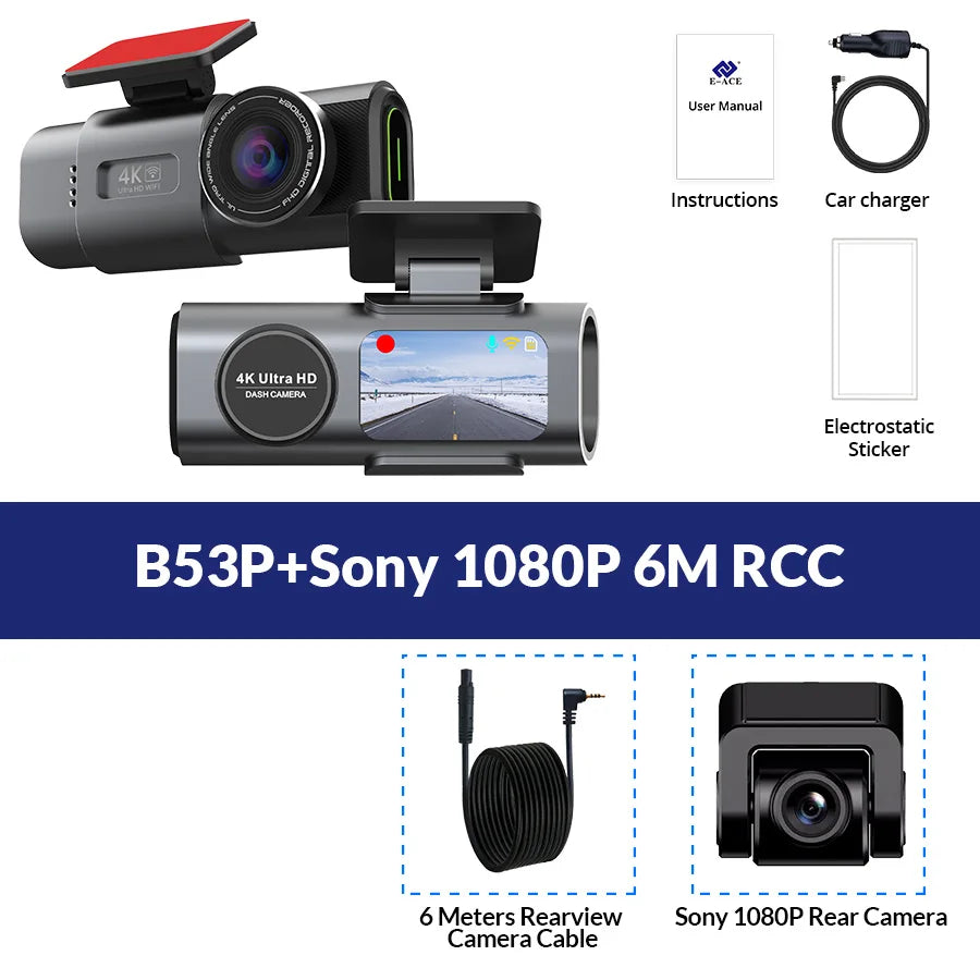 Acceo B53P 4K Dash Cam – Front Camera | 64G SD Card