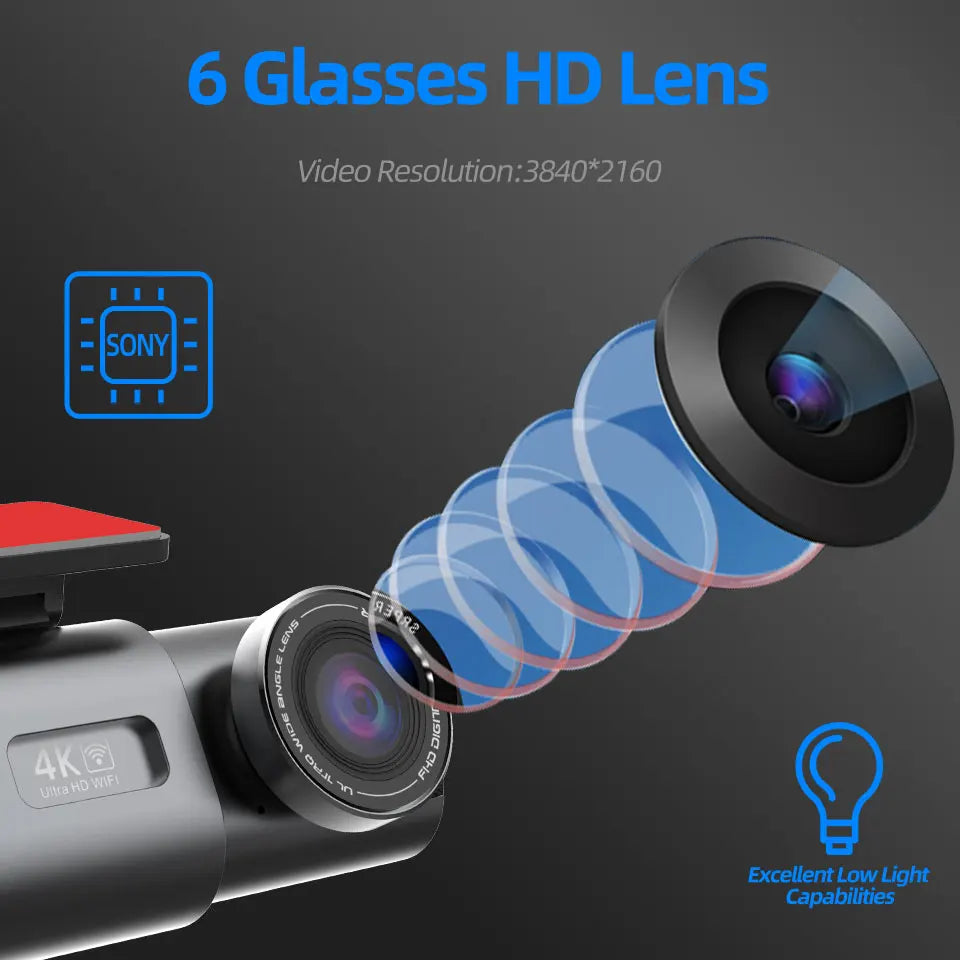 Acceo B53P 4K Dash Cam – Front & Rear + Hardwire Kit | 64G SD Card