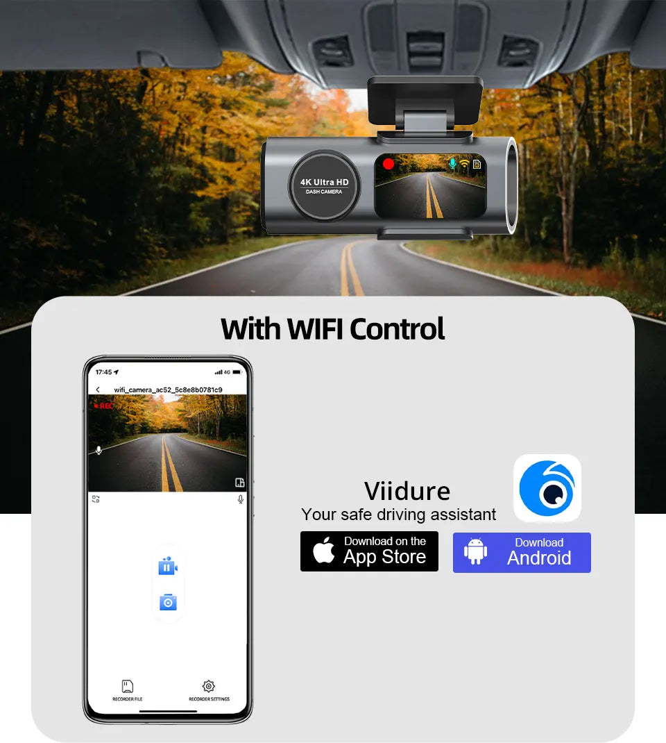 4K Dash Cam with Sony Night Vision | Front Camera | WiFi + GPS + 24H Parking Mode