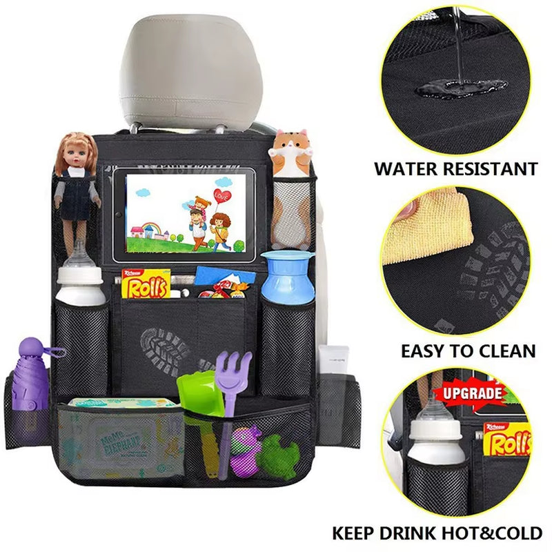 Backseat Car Organizer with Touchscreen Tablet Holder
