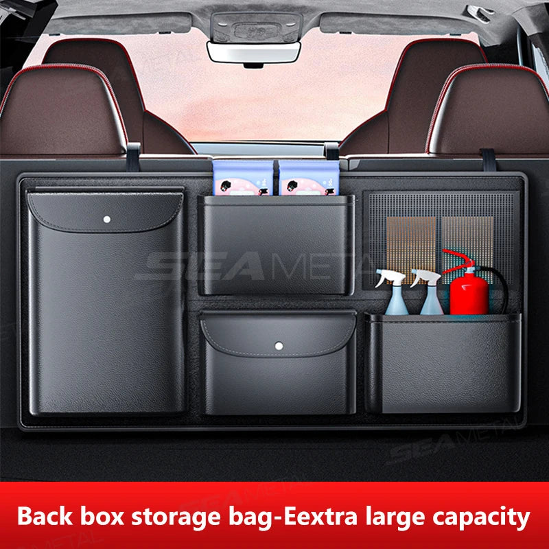 Premium Hanging Leather Car Trunk Storage Organizer