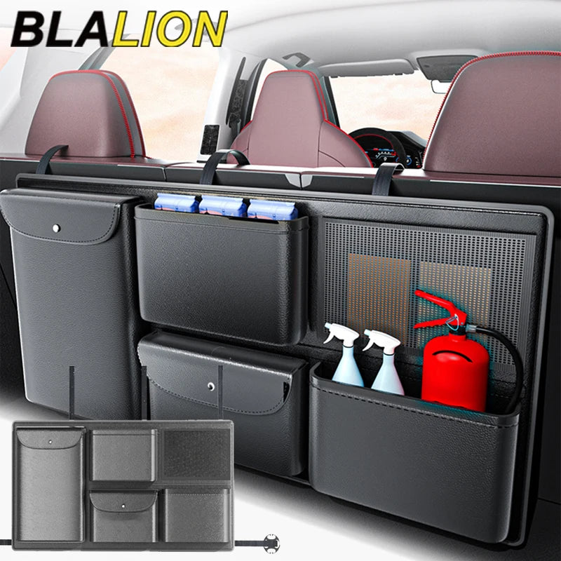 Premium Hanging Leather Car Trunk Storage Organizer