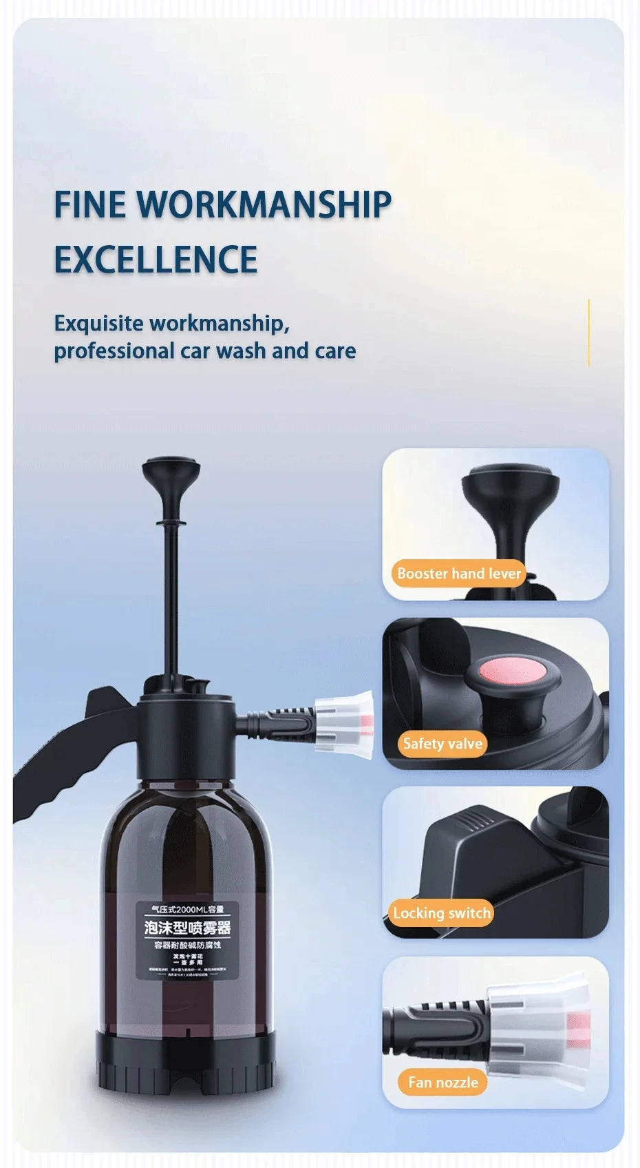 2L Portable Foam Sprayer for Car Washing & Detailing