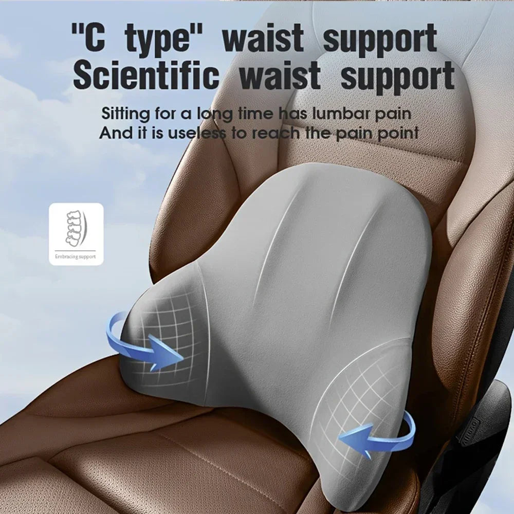 Premium Memory Foam Car Neck & Lumbar Support Set