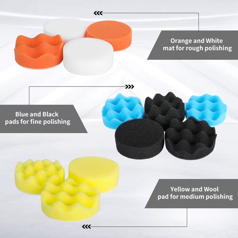 Professional Car Polishing Pad Kit – Foam Buffing Set for Car Detailing