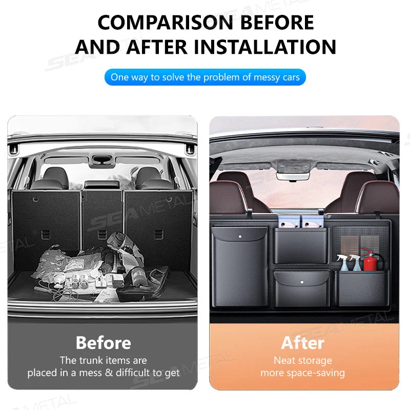 Premium Hanging Leather Car Trunk Storage Organizer