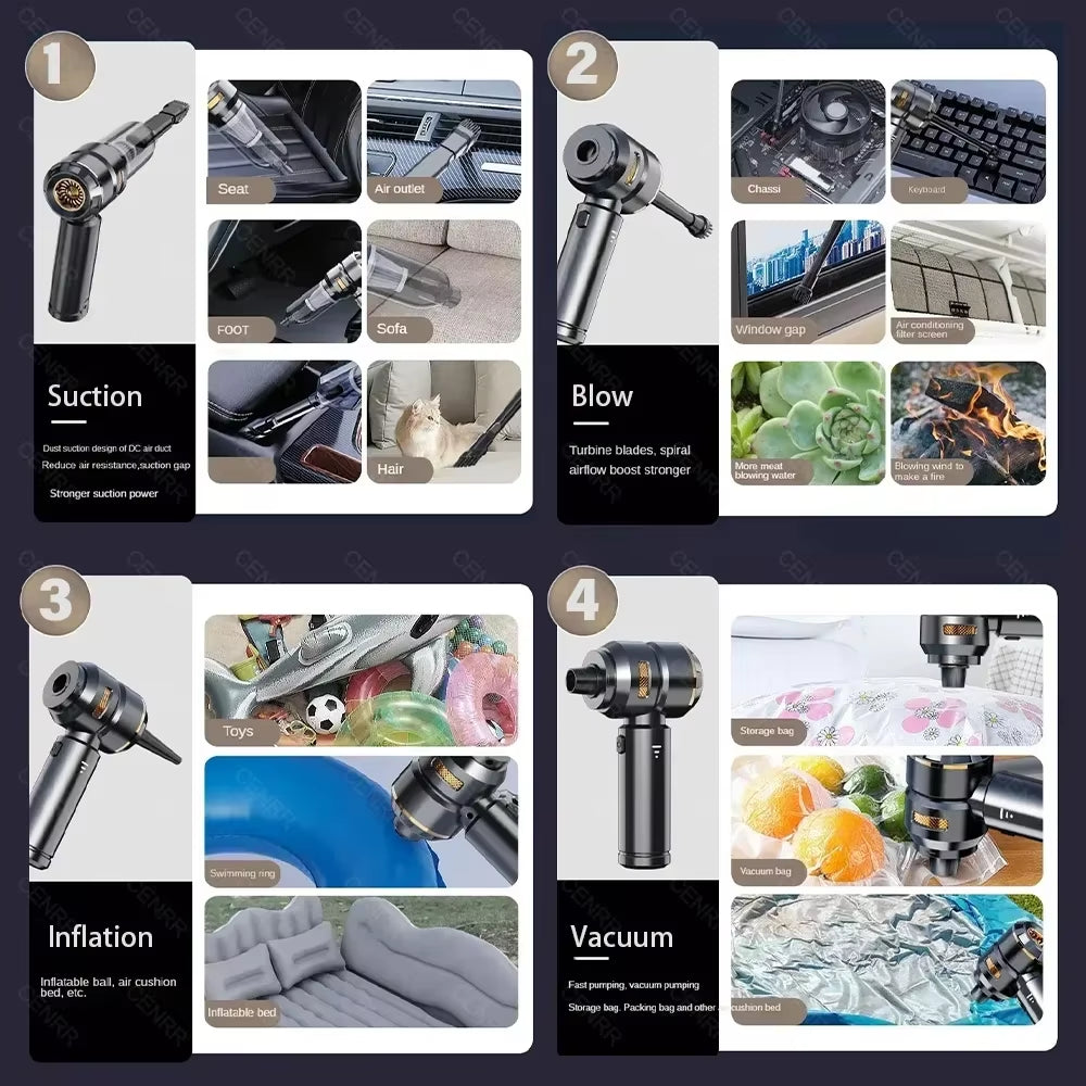 Car Vacuum Cleaner Wireless | 998000PA Powerful Suction | HEPA | Auto Accessories